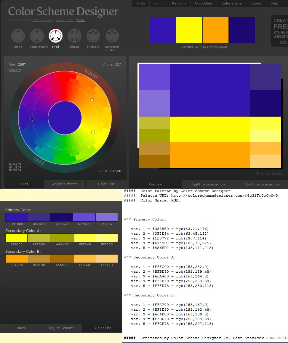 Ejemplo con Color Scheme Designer