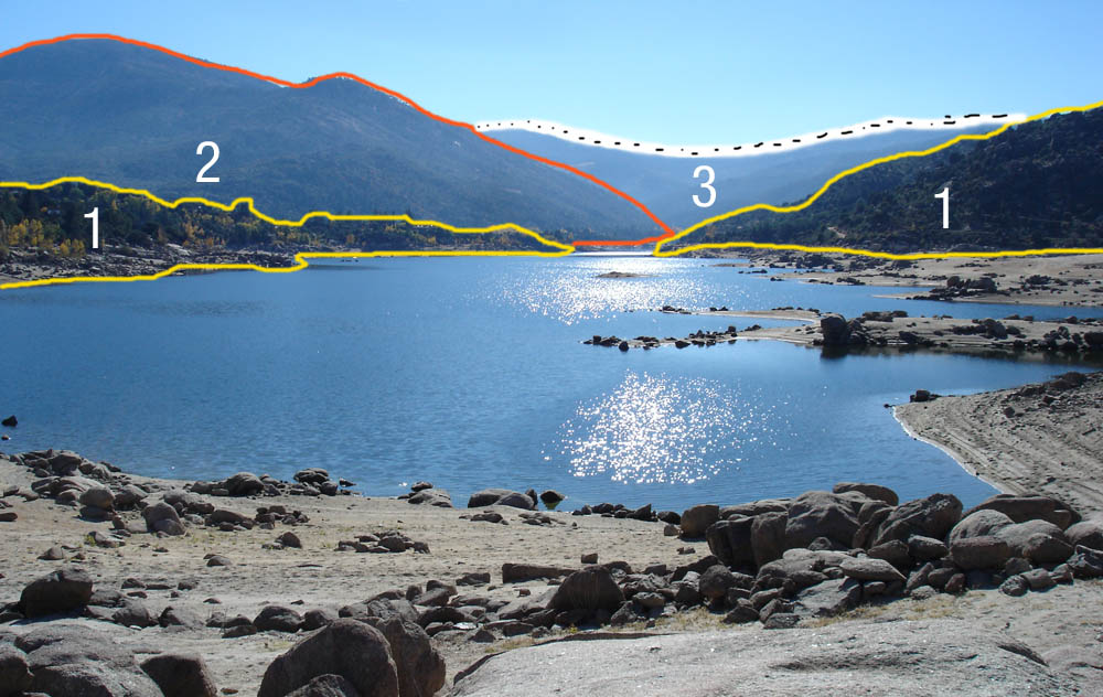 Paisaje con zonas marcadas