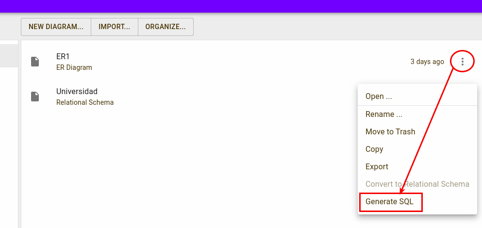 Generación del script SQL mediante ERD Plus