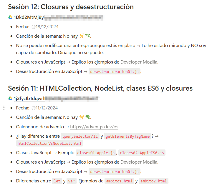 Guión de sesiones de videoconferencia en Notion
