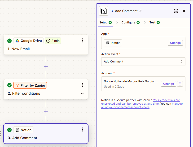 Paso 3.1: Publicación de comentario en Notion