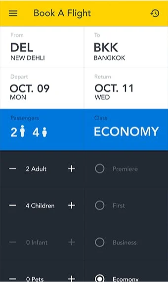 Interfaz móvil alineada