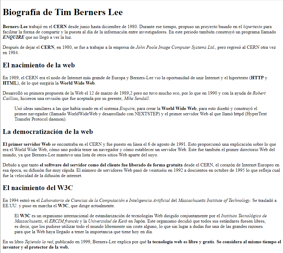 Biografía de Tim Berners-Lee en HTML