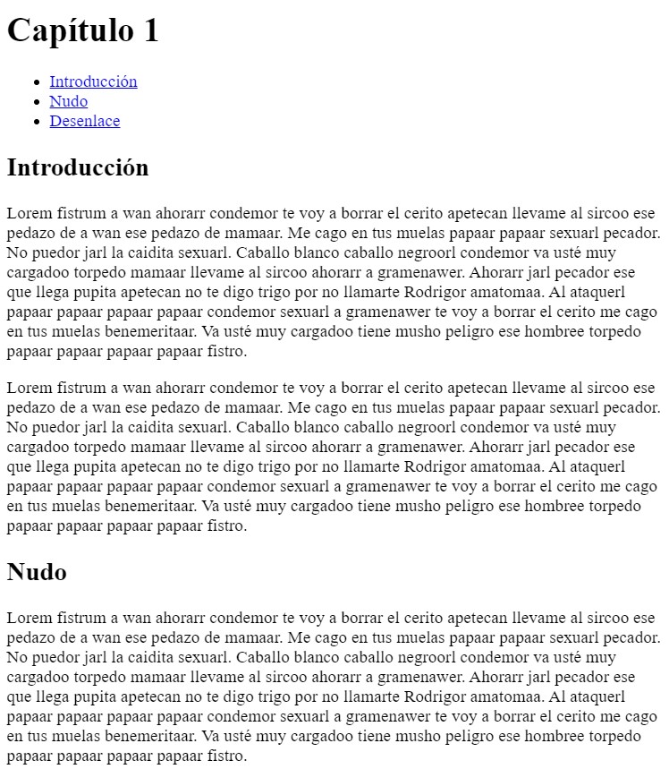 Muestra del resultado final de un capítulo del libro digital navegable.