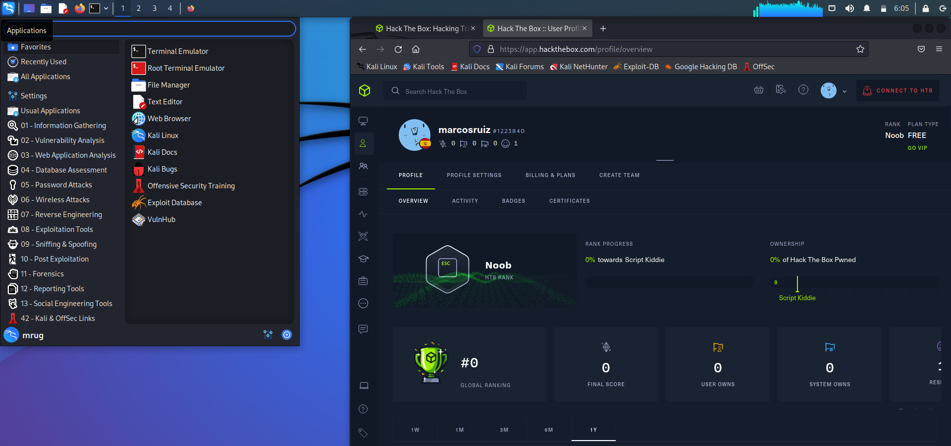 Cuenta HackTheBox en Kali Linux