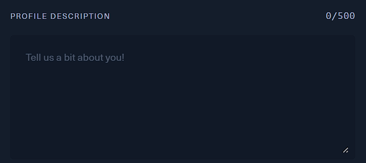 Apartado de descripción en el perfil