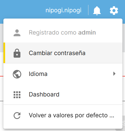 Menú cambiar contraseña