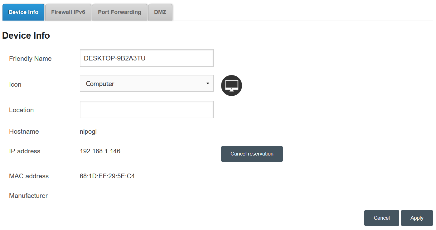 Interfaz web del router: Device info o información del dispositivo