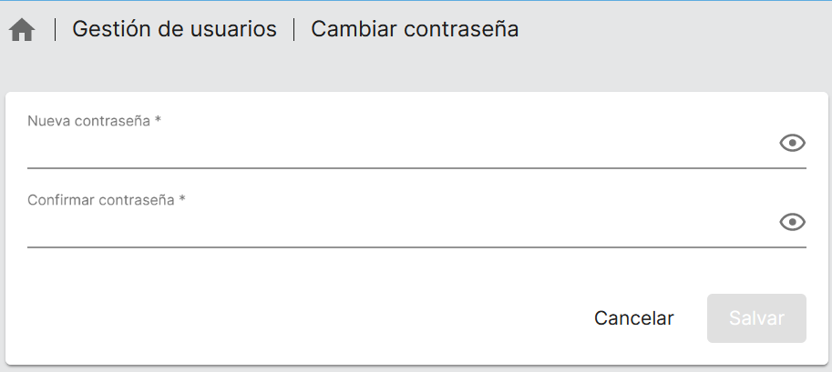 Formulario para cambiar contraseña del usuario admin