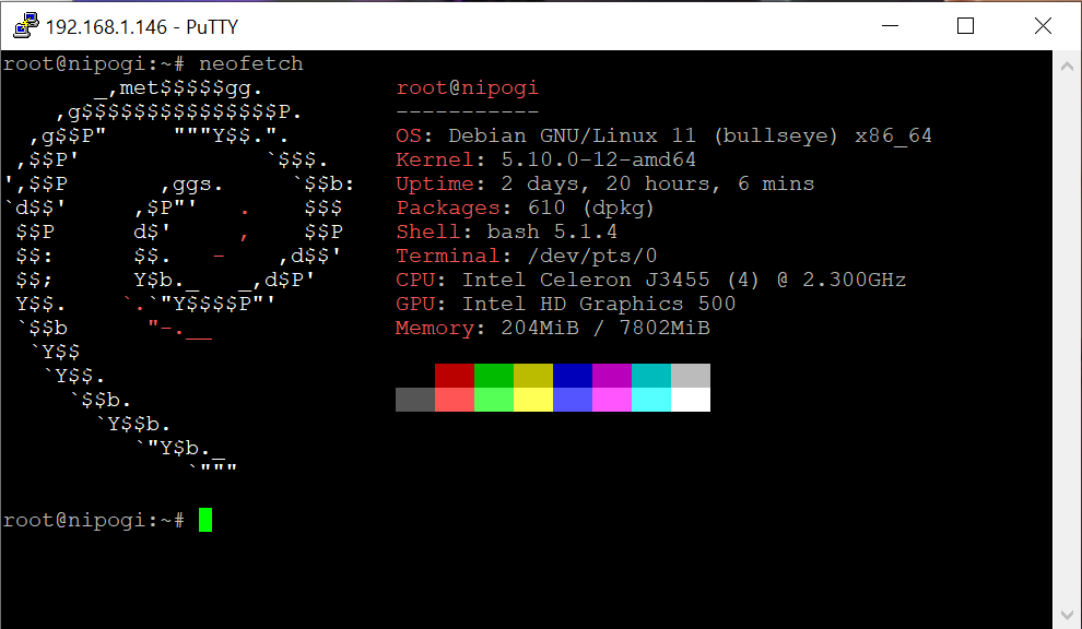 Sesión SSH con PuTTy