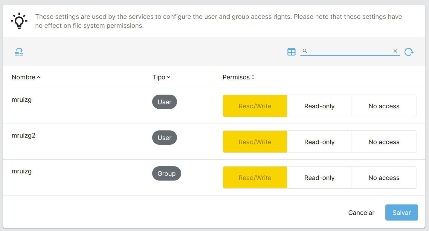 Privilegios para no tener problemas con el servicio FTP
