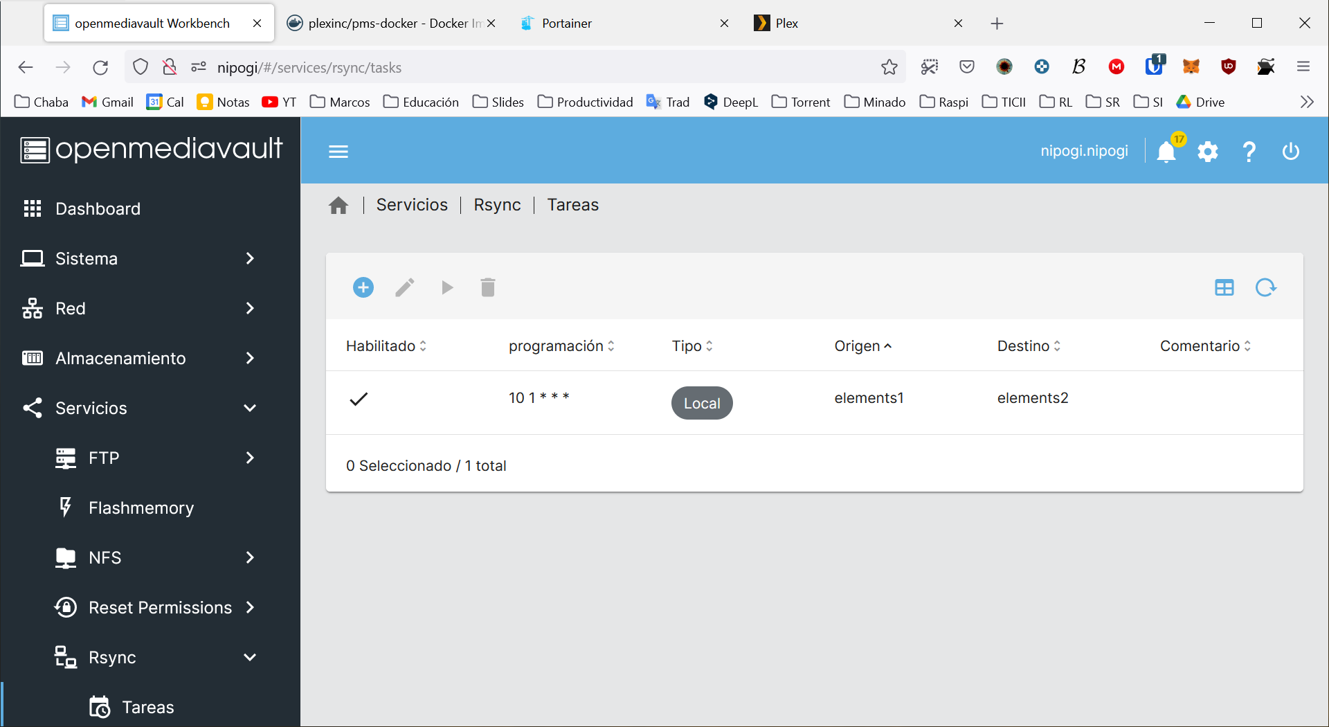Copia de seguridad a la 1:10 cada dia con Rsync