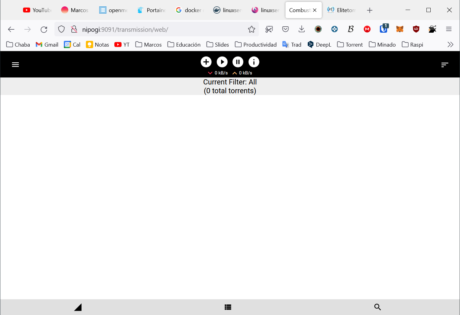 Interfaz web de Transmission