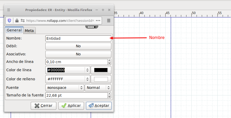 Propiedades de entidad en DIA