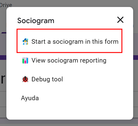 Seleccionar "Start a sociogram in this form"