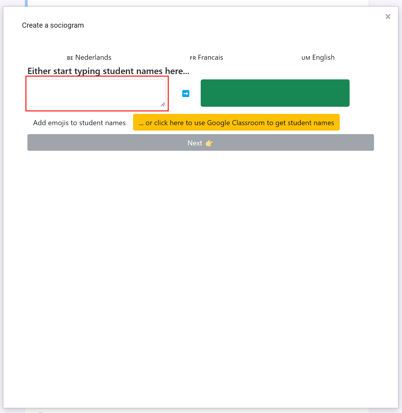 Introducir los nombres de tus alumnos