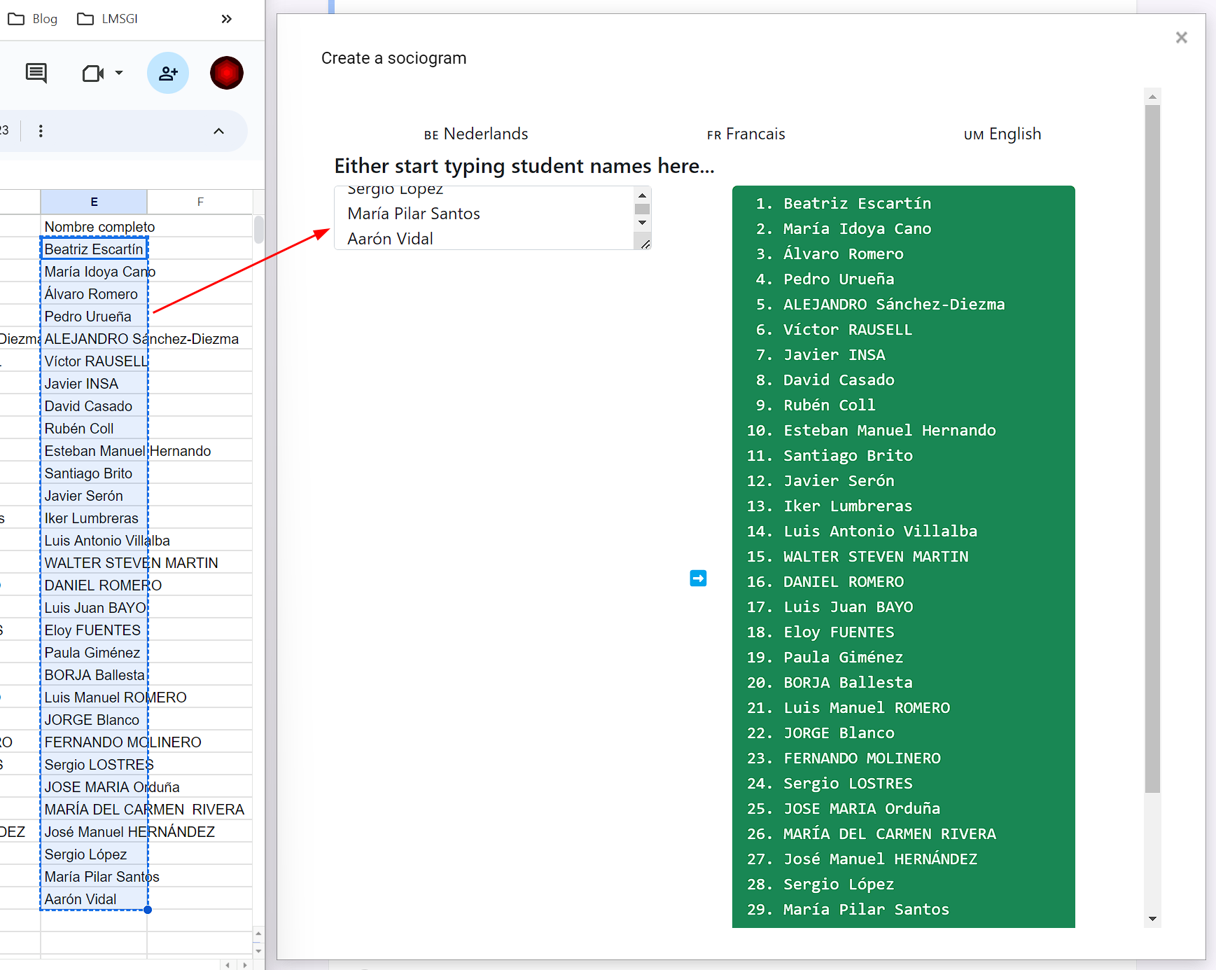 Copiar y pegar desde Google Sheet