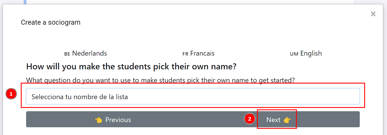 Selecciona tu nombre de la lista