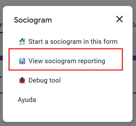 Seleccionar "View sociogram reporting"