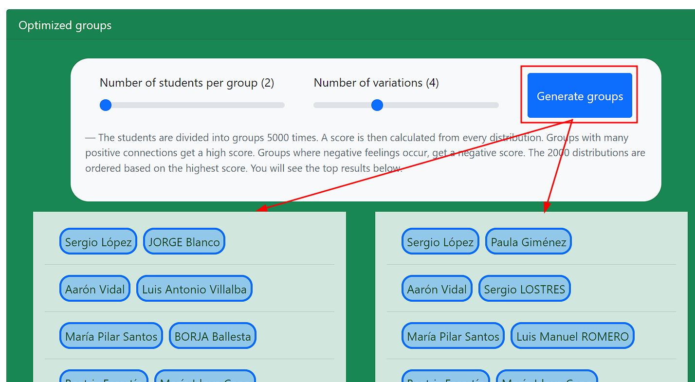 Seleccionar "Generate groups"