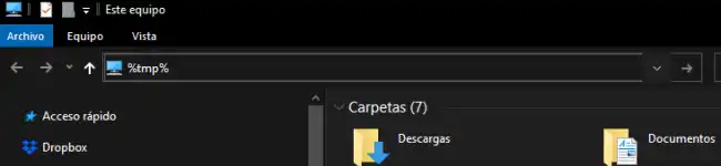 Variable de entorno en Explorador de archivos